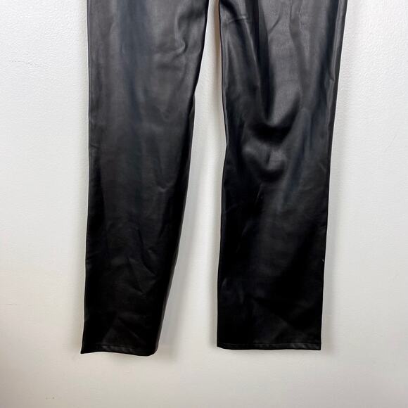 Zara Full Length Faux the '90s Leather Pants in Black High Waist Straight Leg 4 - Picture 8 of 11